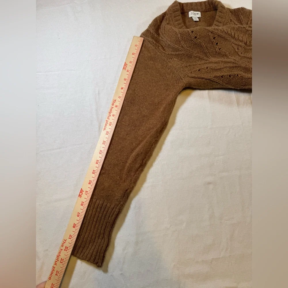 J. Crew Women’s Brown Pointelle Cable Knit Sweater - Picture 7 of 8